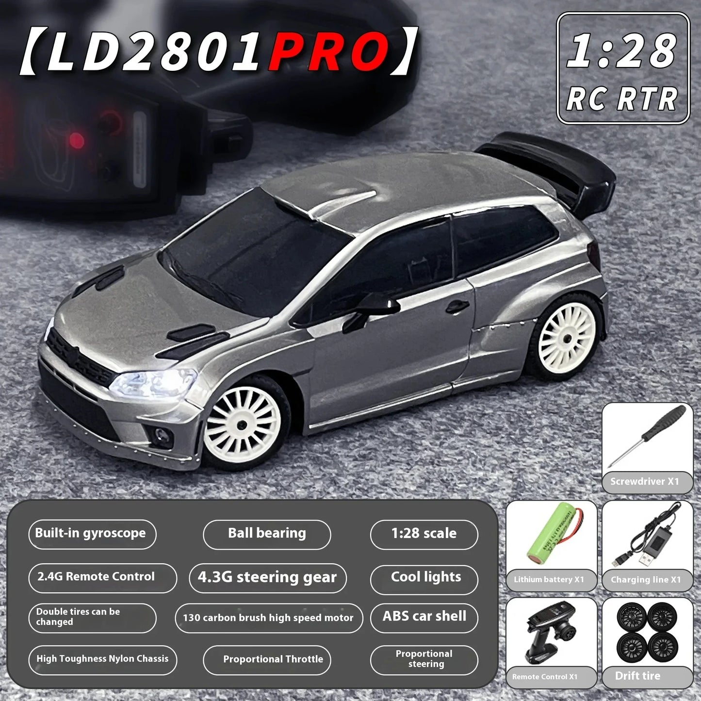 LDRC RC Drift Car 2801PRO 2802PRO 2803PRO 2804PRO 1/28 4WD With Gyroscope Full Proportional Throttle and Steering Car Toys