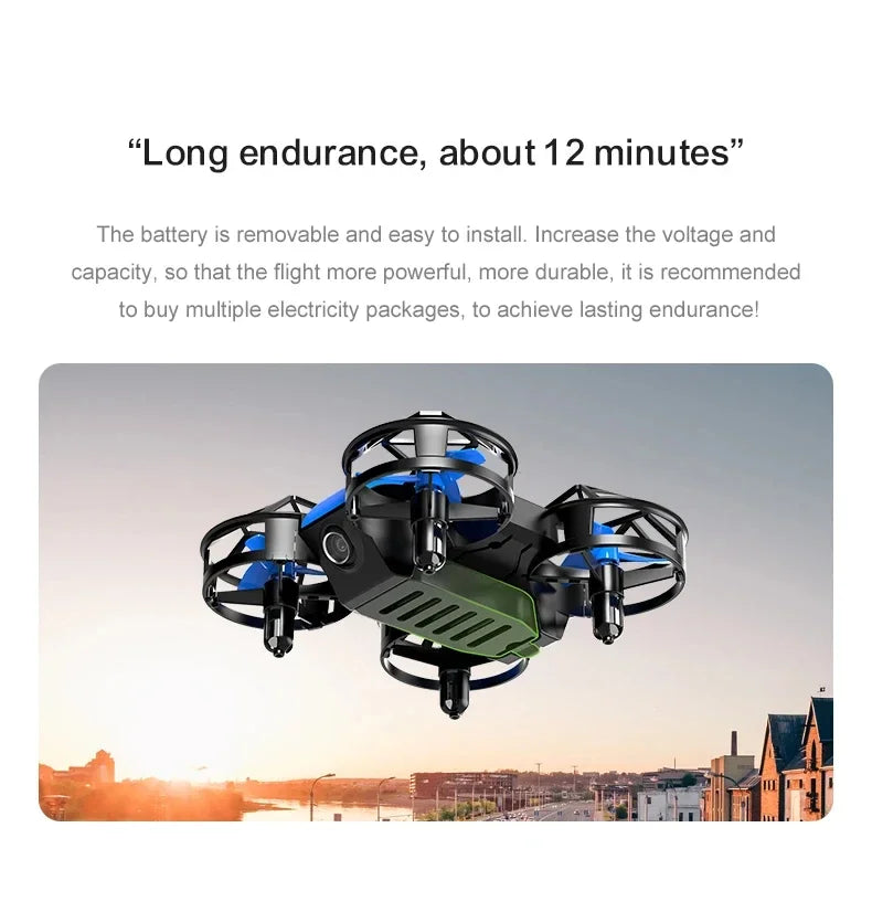 D12 Mini Drone 4k Profession HD Wide Angle Camera 1080P WiFi FPV Drone Camera Height Keep Drones Camera Helicopter Toys Gifts