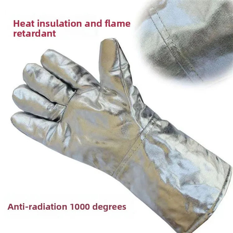Aluminum Foil Heat-Resistant Gloves – Five-Finger High-Temperature Protective Gloves for Industrial Smelting Thermal Insulation