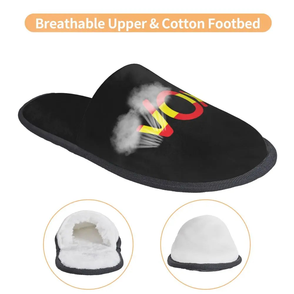 Custom Spain Vox Stripe Flag Soft Scuff With Memory Foam Slippers Women Spanish Political Party Spa House Shoes