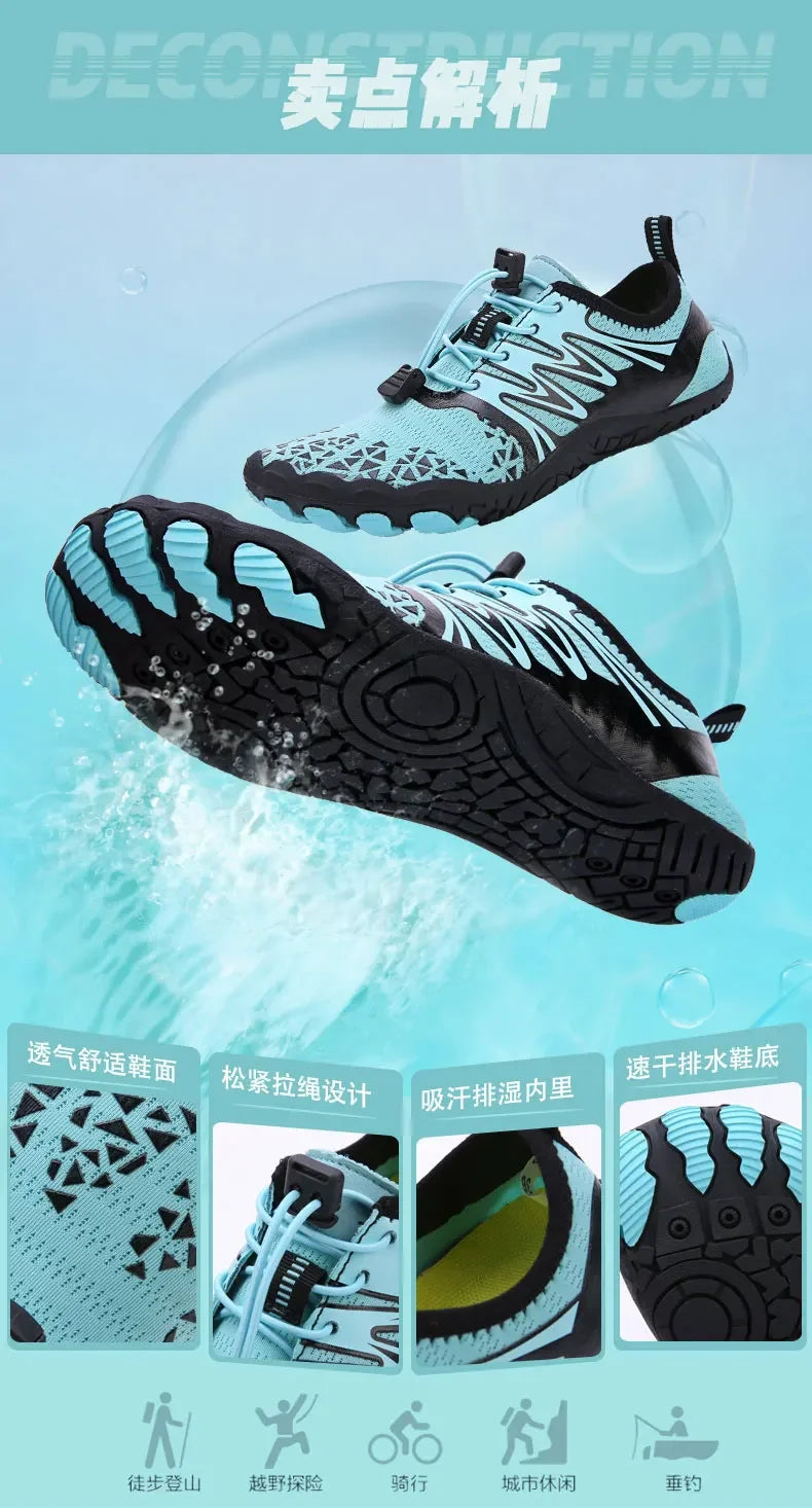 New Couple Water Shoes Aqua Shoes Five-finger Swimming Shoes 35-47 Size Beach Sports Shoes Fashion Men's Fitness Shoes