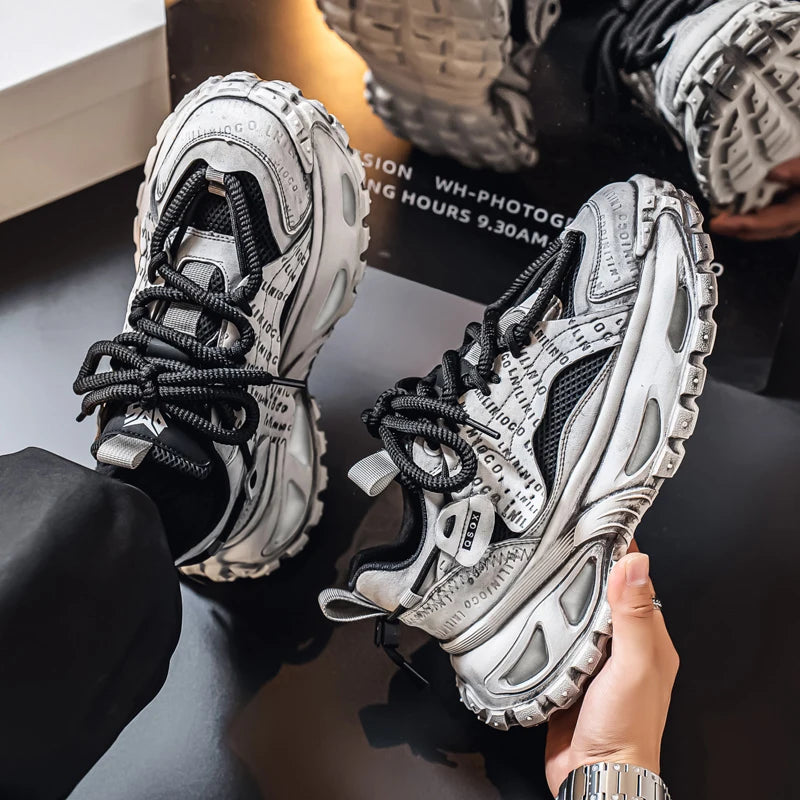 Retro Autumn Low-top Thick-sole Dad Shoes Men's Fashionable Breathable Comfortable Casual Shoes  Outdoor Walking Fitness Youth