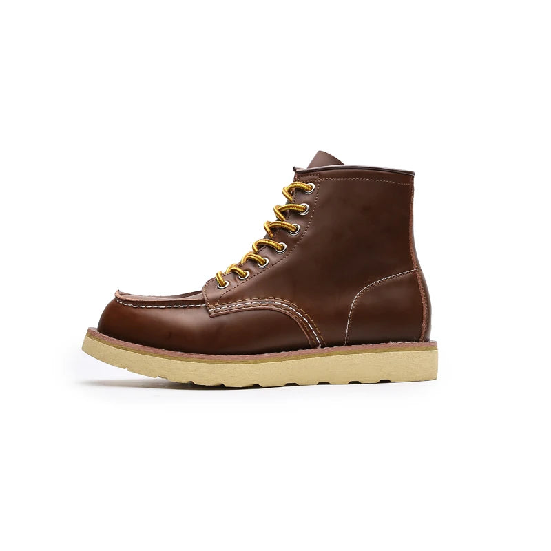 Red Black Winter Mens Shoes Desert Keep Warm Vintage Culture Rookie Men Genuine Leather Motorcycle Boots Men Western