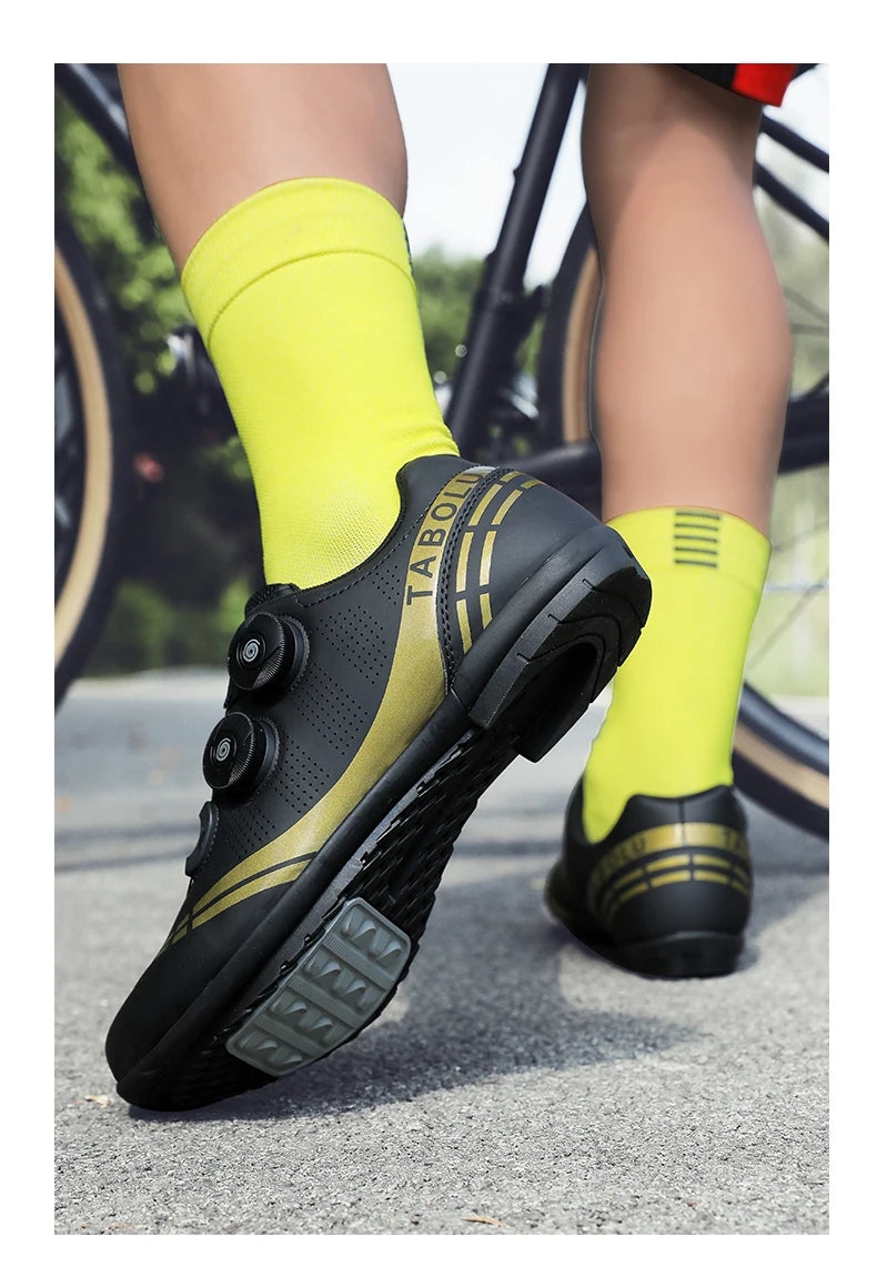 Double Buckle Cycling Shoes Men Women Nylon Bike Riding Shoes Mountain Road Bicycle Sneakers Cycling Fitness Training Shoes Male
