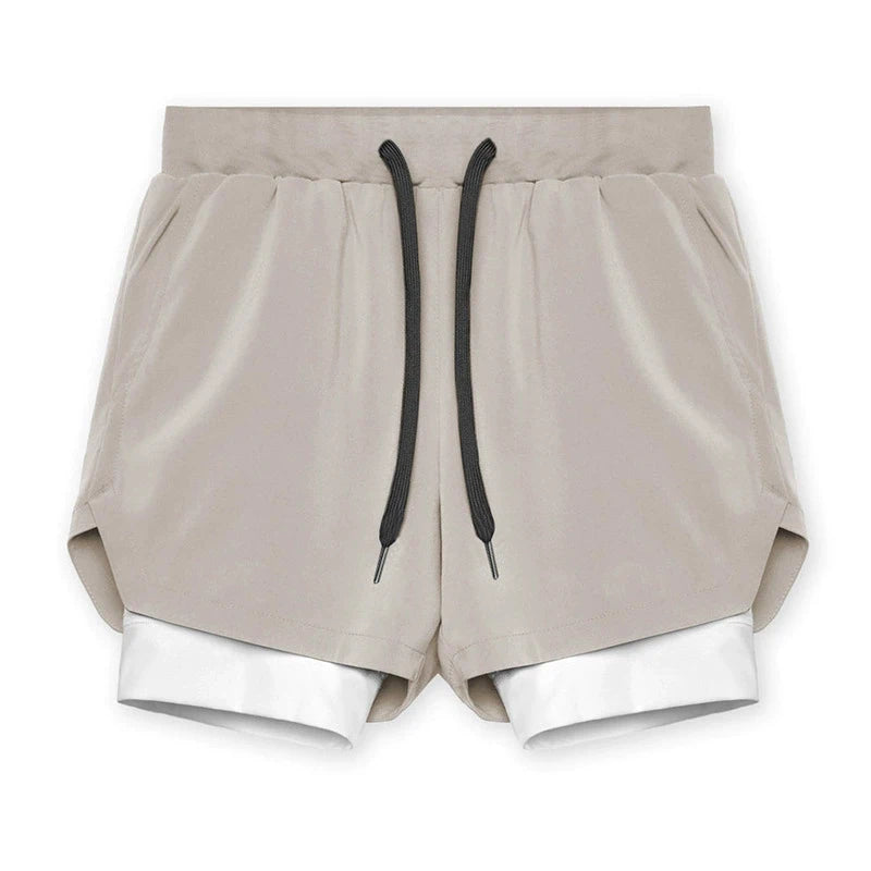 Men's 2-in-1 Running Shorts Quick Dry Gym Sports Shorts Double Layer Breathable Beach Fitness Inner Lining Summer 2025