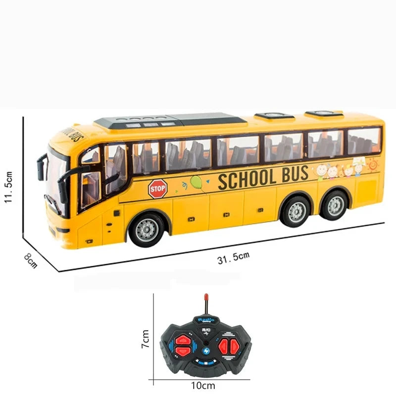 Rc Bus Electric Remote Control Car with Light Tour Bus School City Model 27Mhz Radio Controlled Machine Toys For Boys Kids