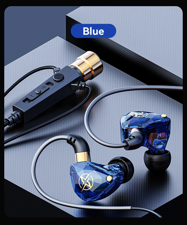 HiFi Wired Headphones with Microphone Noise-Cancelling Dynamic Earphones In Ear Earbuds Bass Headset For Sports Fitness Music