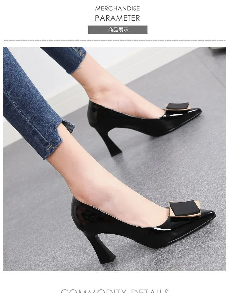 Chunky Platform Pumps Women Pointed Toe  Single Shoes Spring Autumn High Heels Woman Ankle Buckle Thick Heeled  Shoes