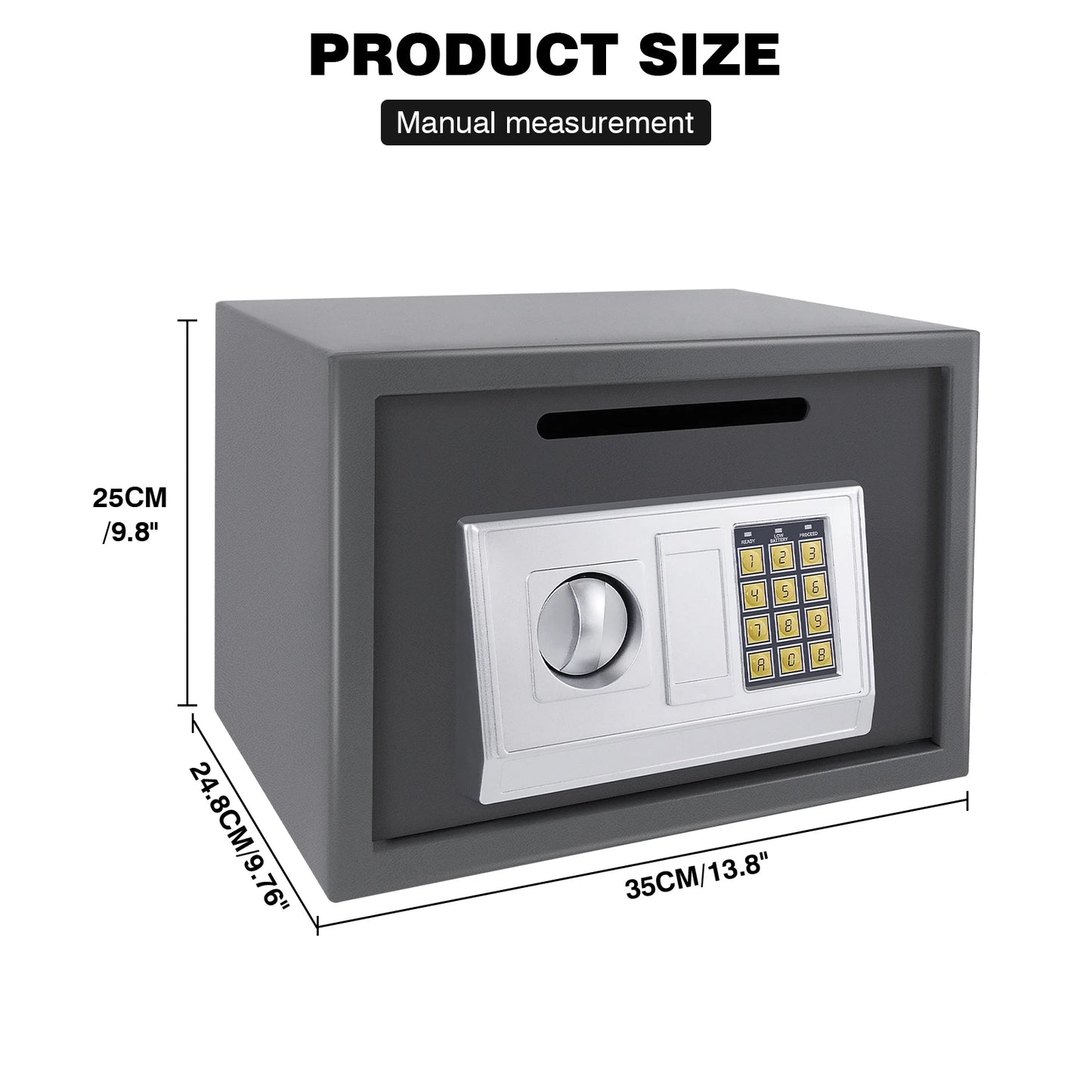 16L Large Security Box Electronic Digital Steel Safe Home Office Money Cash Safety Box Electronic Security - 2 Lock Types 2 Keys
