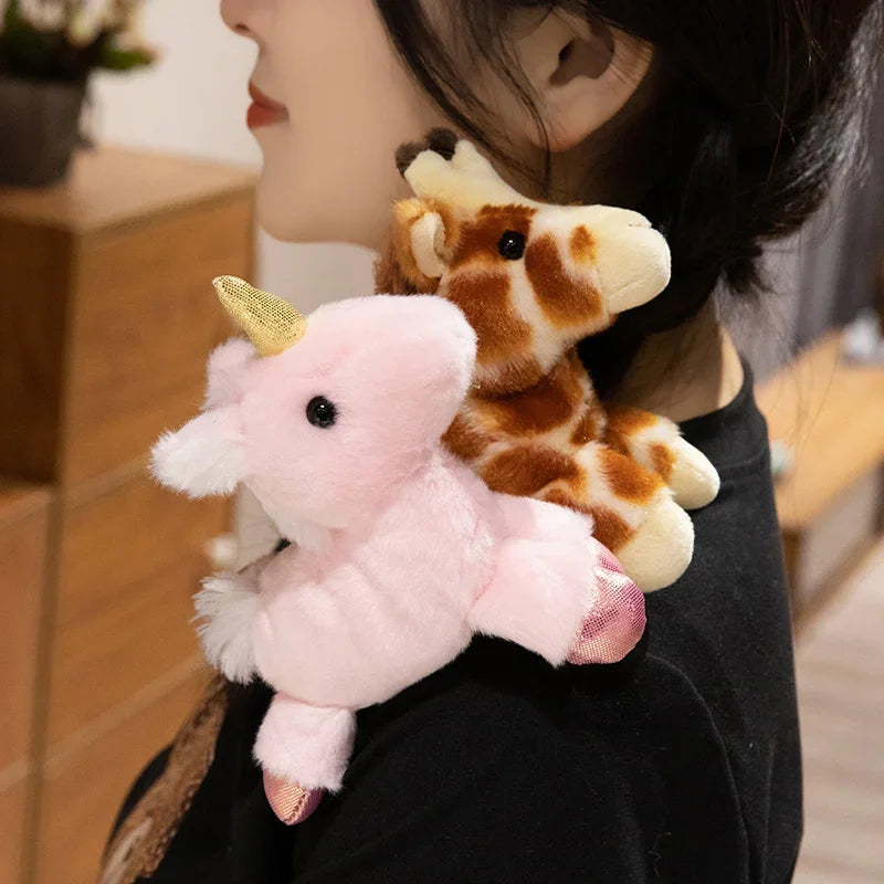 10 Kinds Of Animals Plush Toys With Magnets Can Stand On Your Shoulder Cartoon Cute Stuffed Dolls Birthday Gifts For Kids