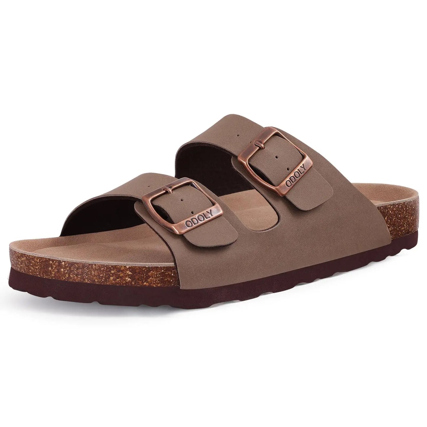KIDMI Cork Clogs Slippers For Women Cork Footbed Beach Sandals Outdoor Suede Clogs Sandals With Adjustable Buckle Men Sandals