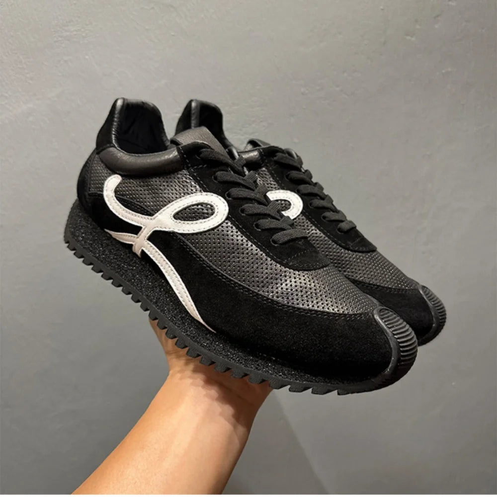 QHCCID Handmade Cowhide Breathable Shoes Sneakers Training Soft Sole Shoes
