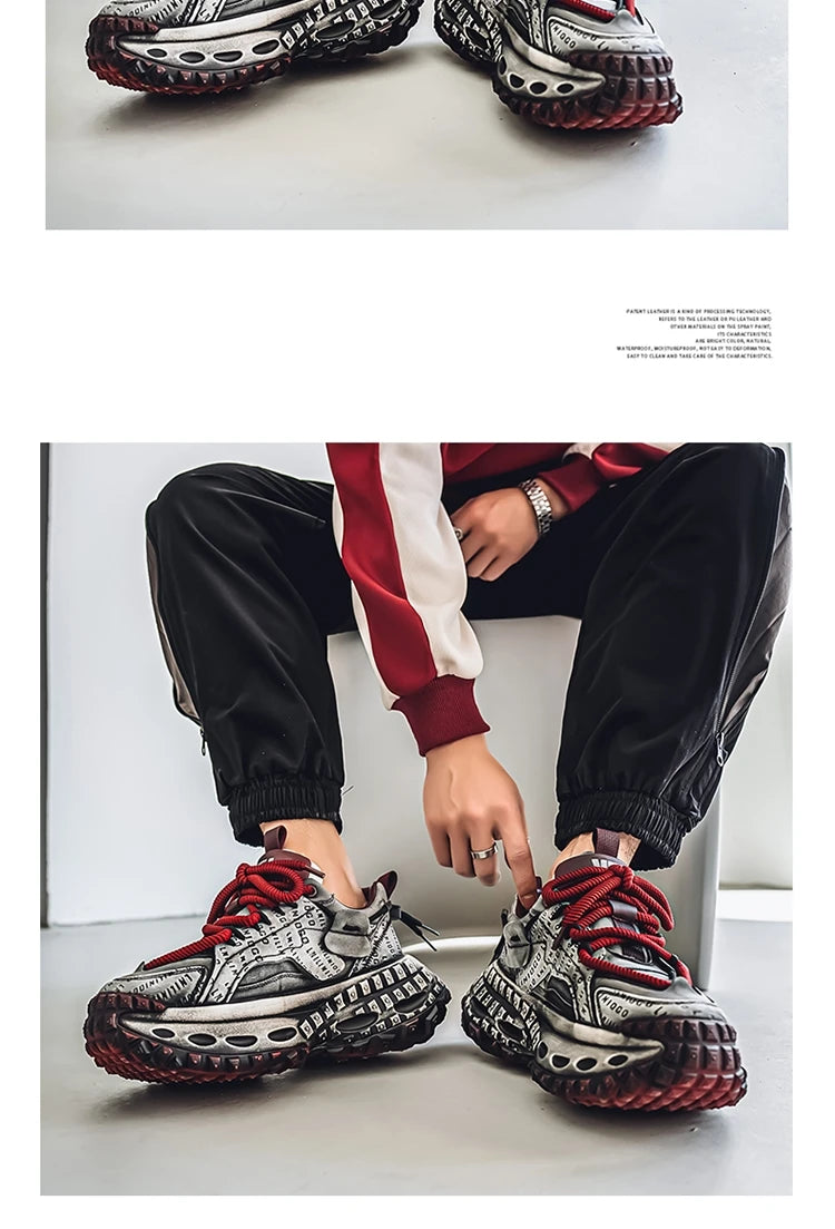 Retro Autumn Low-top Thick-sole Dad Shoes Men's Fashionable Breathable Comfortable Casual Shoes  Outdoor Walking Fitness Youth