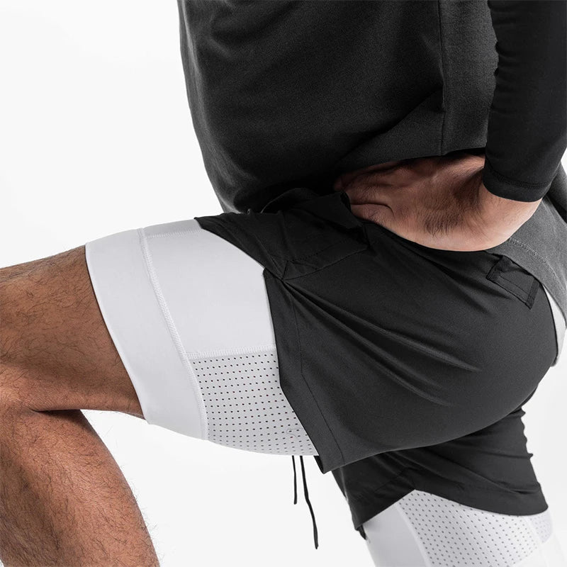 Men's 2-in-1 Running Shorts Quick Dry Gym Sports Shorts Double Layer Breathable Beach Fitness Inner Lining Summer 2025