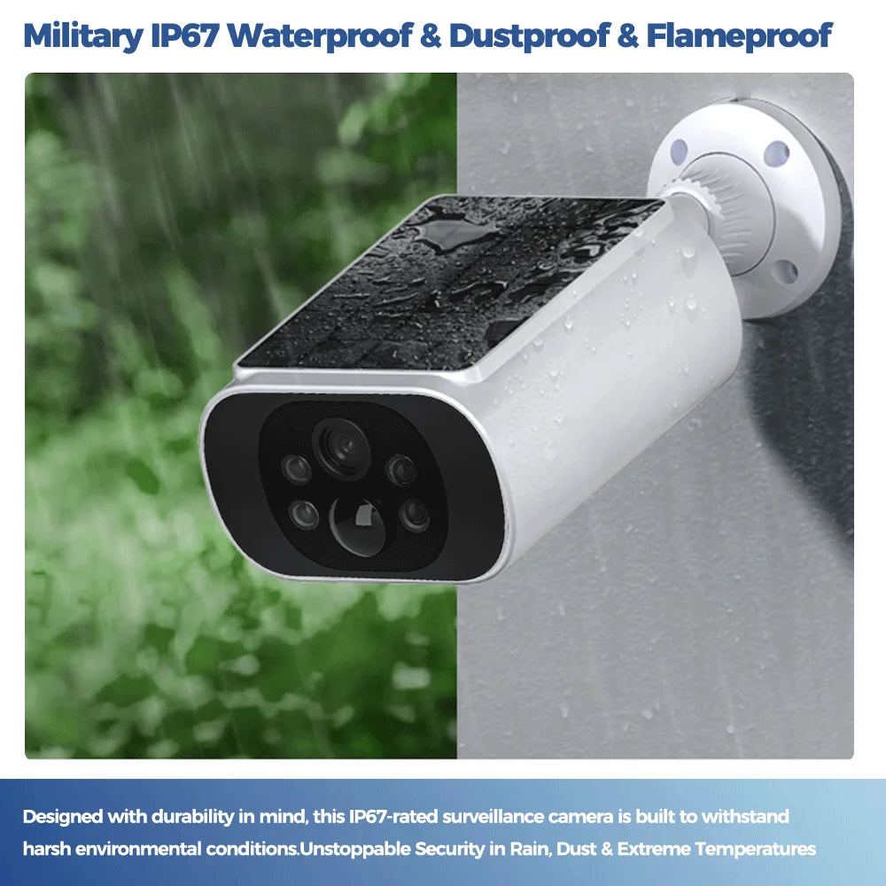 ALEVIO Solar Camera Outdoor WIFI  Wireless Security Cam 2.5K Ultra Standby Time PIR Light Color Night Vision AI Detect CCTV Cam