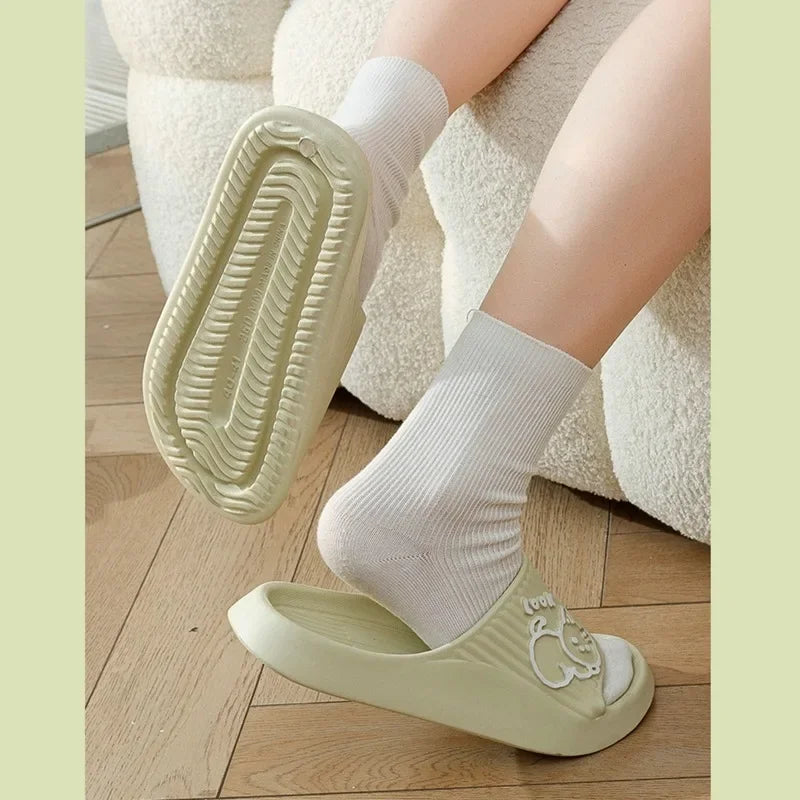2024 Summer Women Slippers Bath Thick Platform Non-Slip Home Cat Cartoon Flip Flops Beach Sandals Ladies Slides Indoor Outdoor