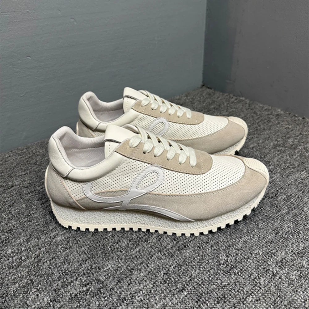 QHCCID Handmade Cowhide Breathable Shoes Sneakers Training Soft Sole Shoes