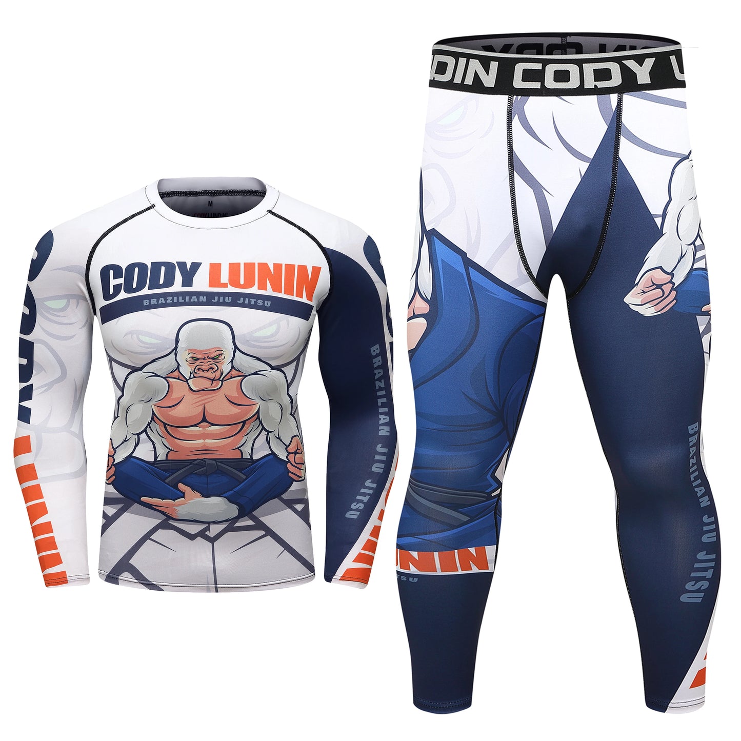 Sublimation Print Compression UV Protection Jersey + MMA Boxing Pants Workout Sport Suit Men Jiu Jitsu Fitness Rash Guard Sets