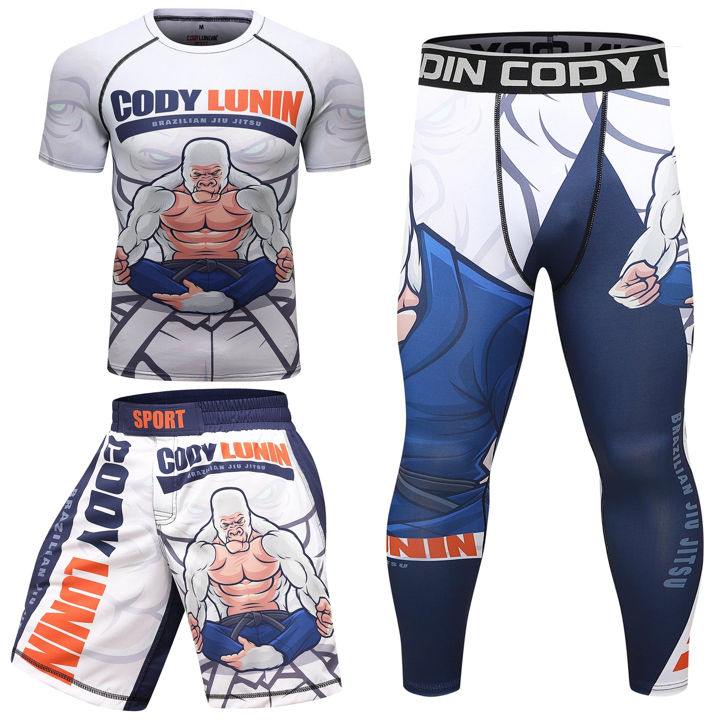 Sublimation Print Compression UV Protection Jersey + MMA Boxing Pants Workout Sport Suit Men Jiu Jitsu Fitness Rash Guard Sets
