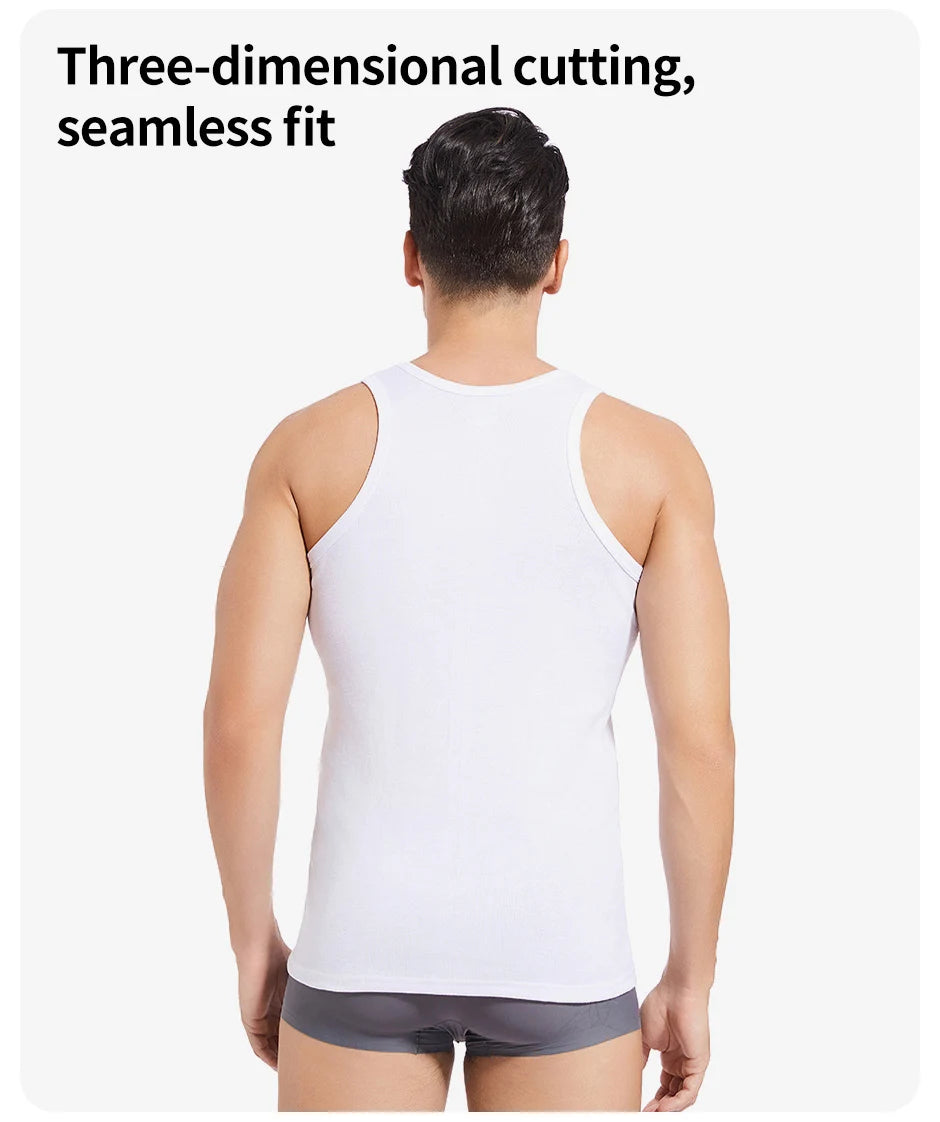 5/1 Pcs Men's Pure Cotton Sports Vest Solid Color Classic Four Seasons Thin Joker Sleeveless Slim Vest Youth Fitness Running T