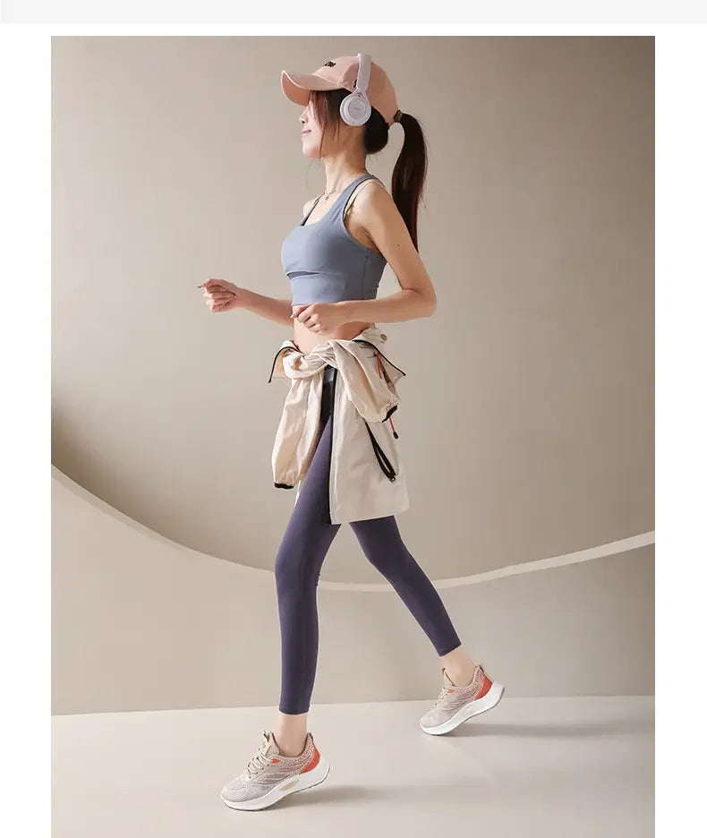 Spring Women New Mesh Lightweight Sports Breath Lace Up Fitness Comfortable Thick Soled Casual Running Shoes Tenis Masculino