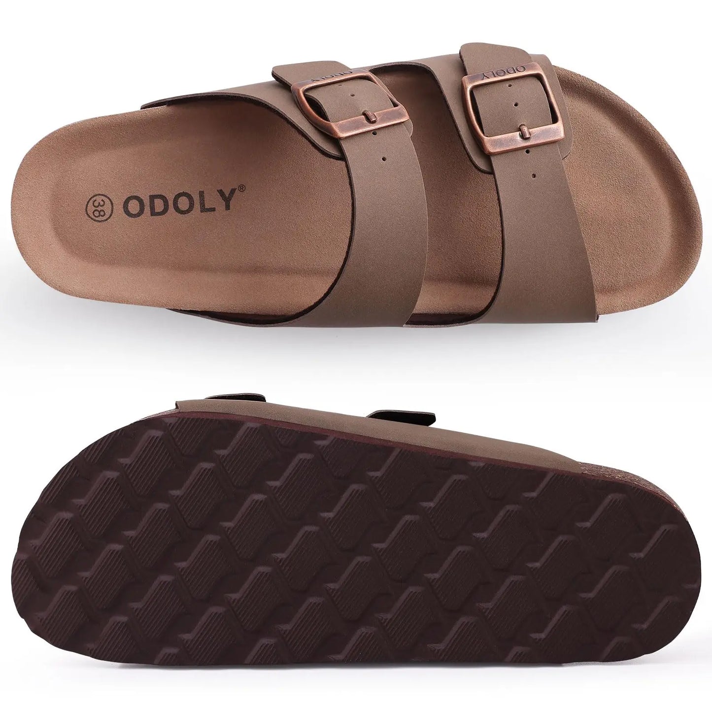 KIDMI Cork Clogs Slippers For Women Cork Footbed Beach Sandals Outdoor Suede Clogs Sandals With Adjustable Buckle Men Sandals