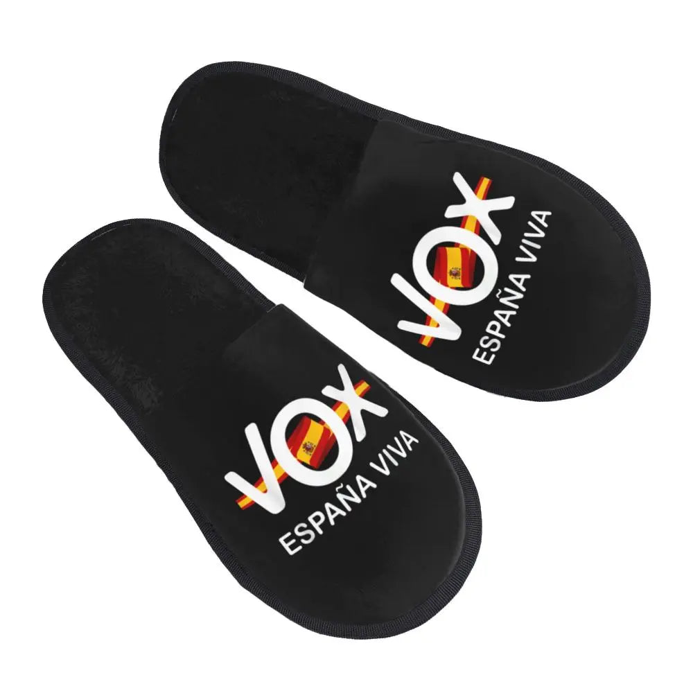 Custom Spain Vox Stripe Flag Soft Scuff With Memory Foam Slippers Women Spanish Political Party Spa House Shoes
