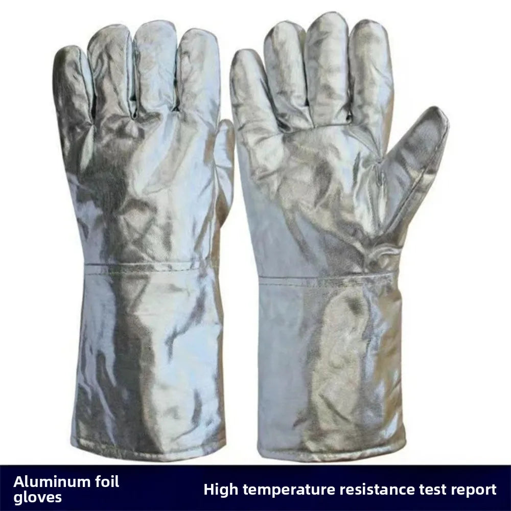 Aluminum Foil Heat-Resistant Gloves – Five-Finger High-Temperature Protective Gloves for Industrial Smelting Thermal Insulation