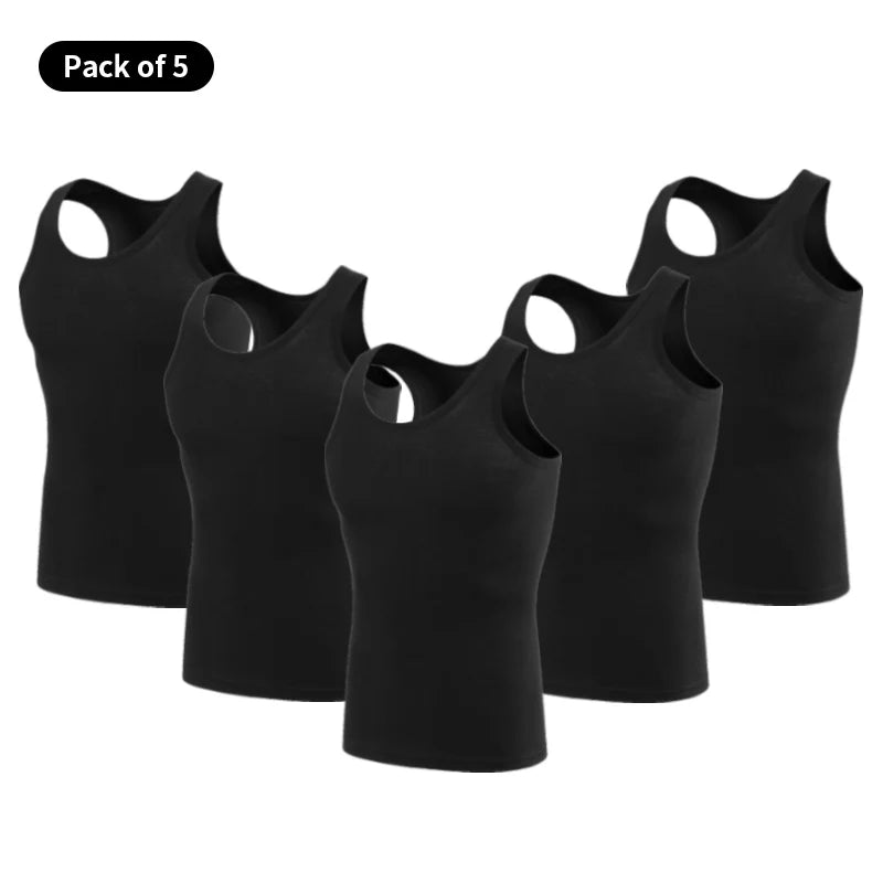 5/1 Pcs Men's Pure Cotton Sports Vest Solid Color Classic Four Seasons Thin Joker Sleeveless Slim Vest Youth Fitness Running T