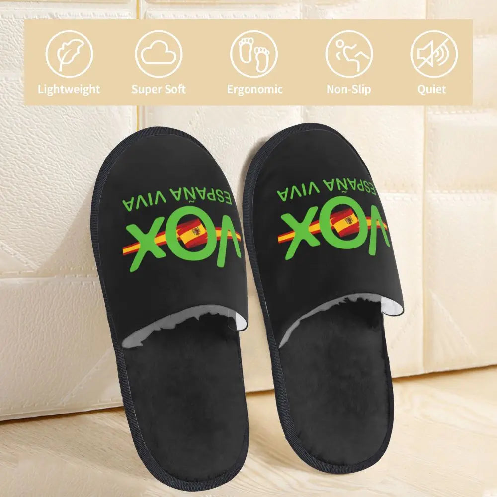 Custom Spain Vox Stripe Flag Soft Scuff With Memory Foam Slippers Women Spanish Political Party Spa House Shoes