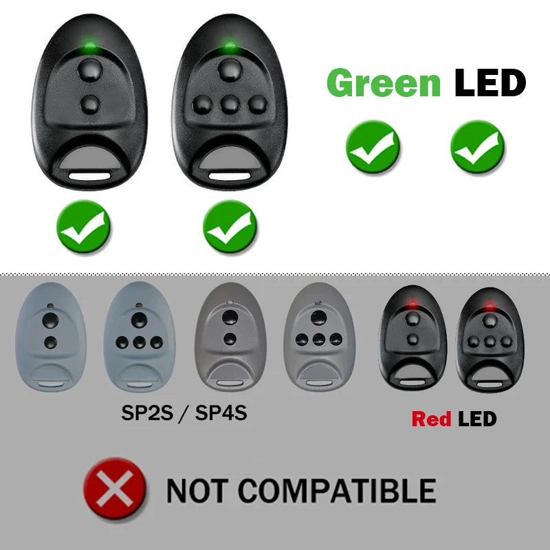 SPACE SP2 Remote Control 433.92MHz Rolling Code SPACE SP4 SP2 Gate Remote Control Green LED Light Handheld Transmitter