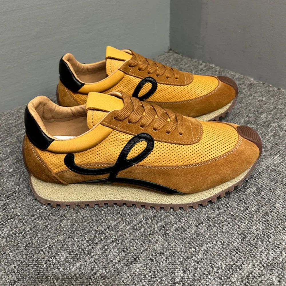 QHCCID Handmade Cowhide Breathable Shoes Sneakers Training Soft Sole Shoes