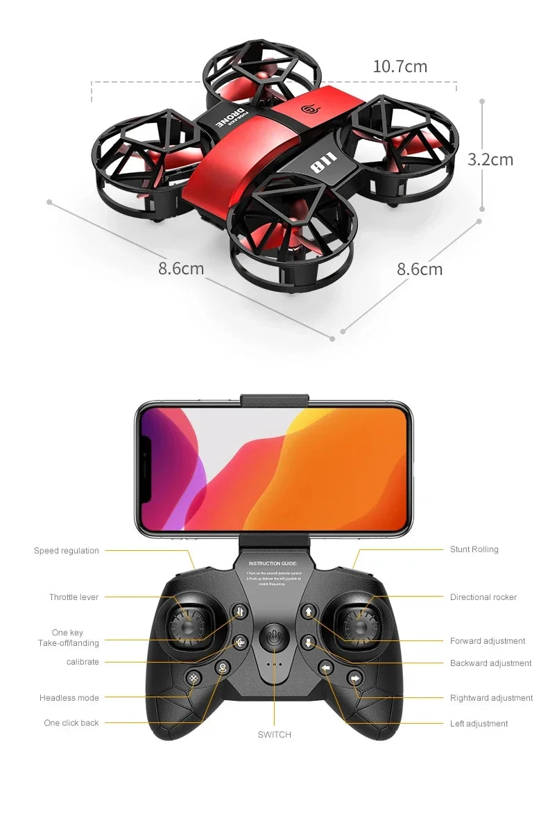 D12 Mini Drone 4k Profession HD Wide Angle Camera 1080P WiFi FPV Drone Camera Height Keep Drones Camera Helicopter Toys Gifts