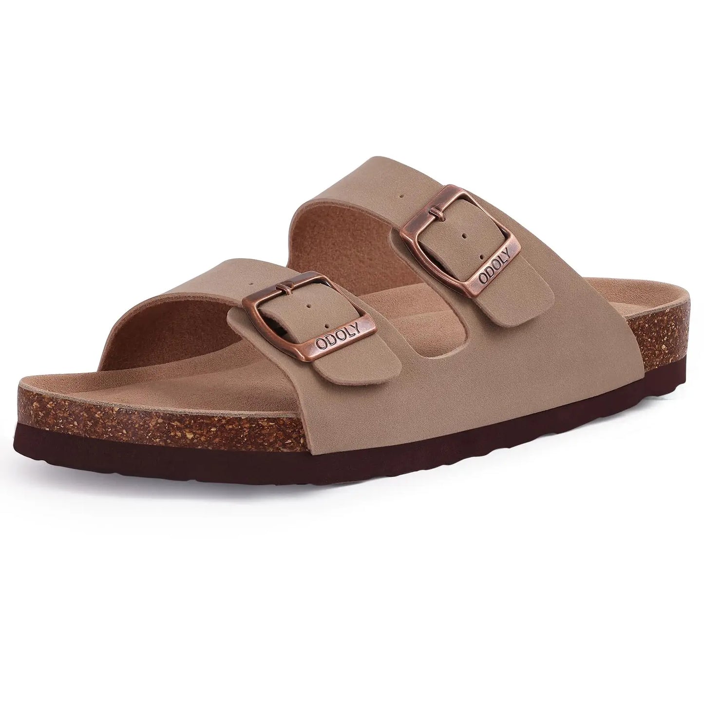 KIDMI Cork Clogs Slippers For Women Cork Footbed Beach Sandals Outdoor Suede Clogs Sandals With Adjustable Buckle Men Sandals