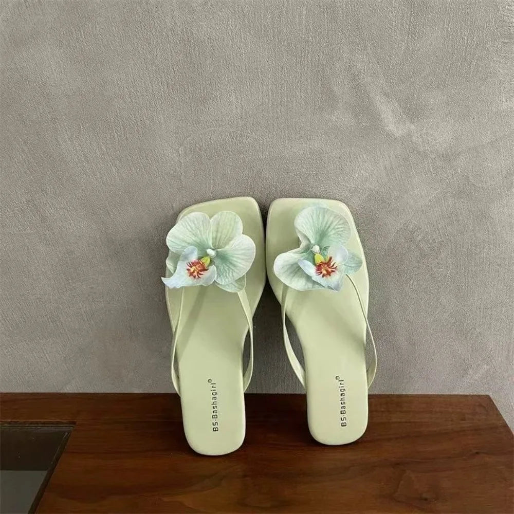 Casual Sweet Butterfly Orchid Slipper Elegant Summer Flower Flip Flops Out Wear Vacation Women's Sandals Outdoor
