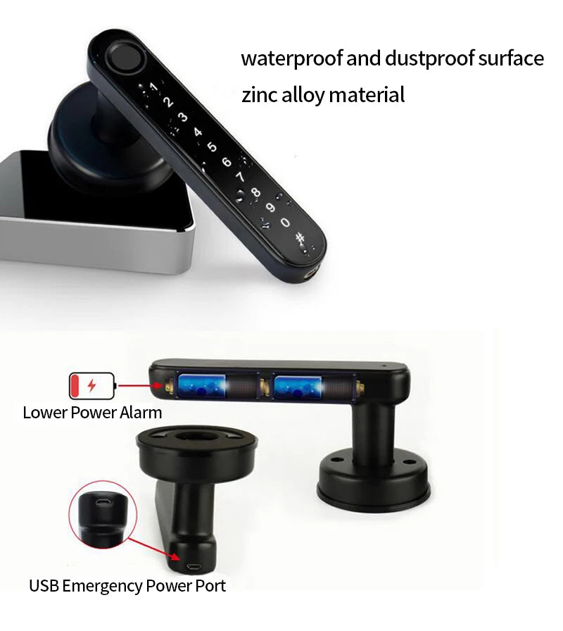 Smart Door Lock Handle With Fingerprint Key card Digital Door Lock Keypad Key Entry electronic lock Mobile APP Control