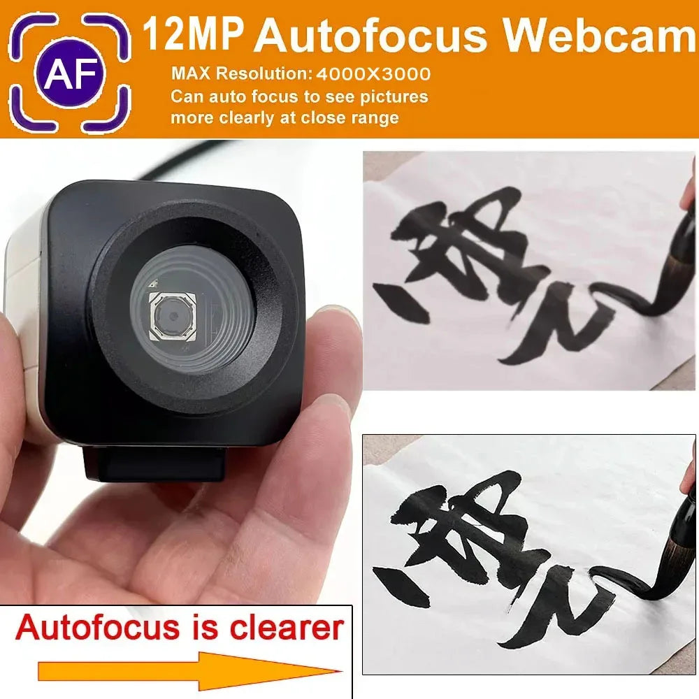 Industrial 12MP 4000x3000 CMOS IMX362 USB Webcam Autofocus NoDistortion Lens Hd Surveillance USB Camera PC OTG UVC Plug And Play
