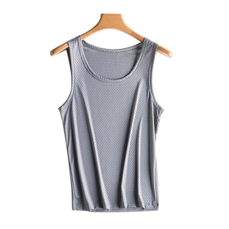 Summer Mesh Tank Top Men Gym Fitness Quick Dry T-shirt Mens Bodybuilding Fitness Muscle Sleeveless Breathable Male Mesh T Shirts