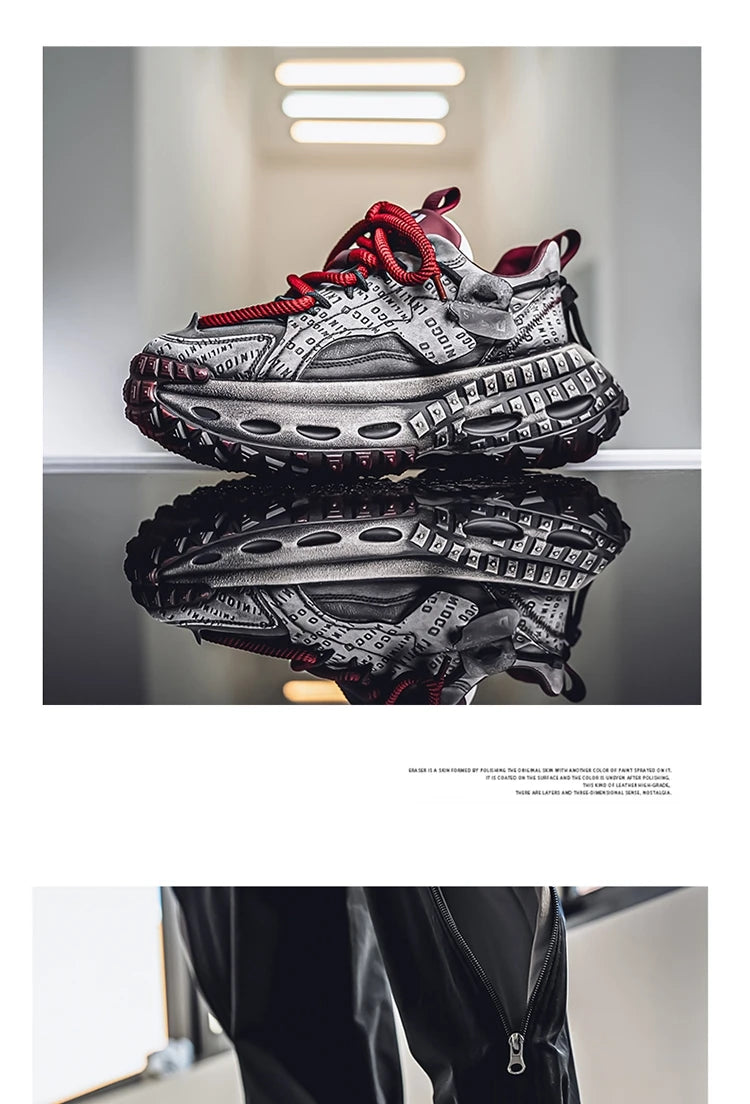 Retro Autumn Low-top Thick-sole Dad Shoes Men's Fashionable Breathable Comfortable Casual Shoes  Outdoor Walking Fitness Youth