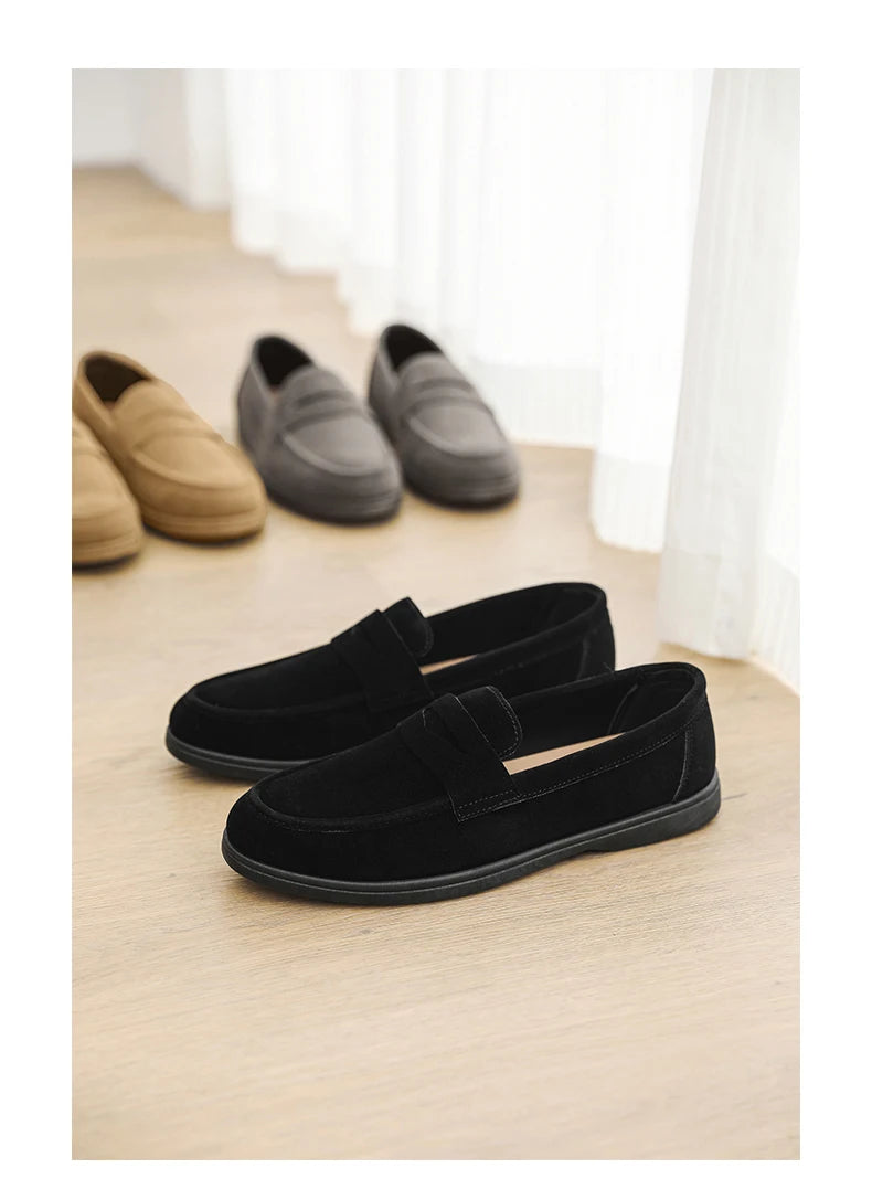 Genuine Leather Men Casual Shoes Luxury Brand Breathable Slip on Black Driving Shoes Moccasins Plus Size 39-45 Soft Men Loafers