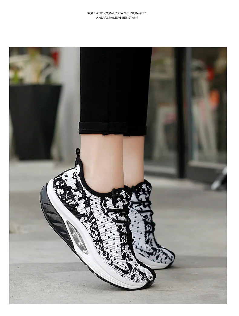 Women's Sneakers Platform Toning Wedge Zapatillas Sports Shoes for Woman Swing Slimming Sneakers Fitness Gym Walking Footwear88
