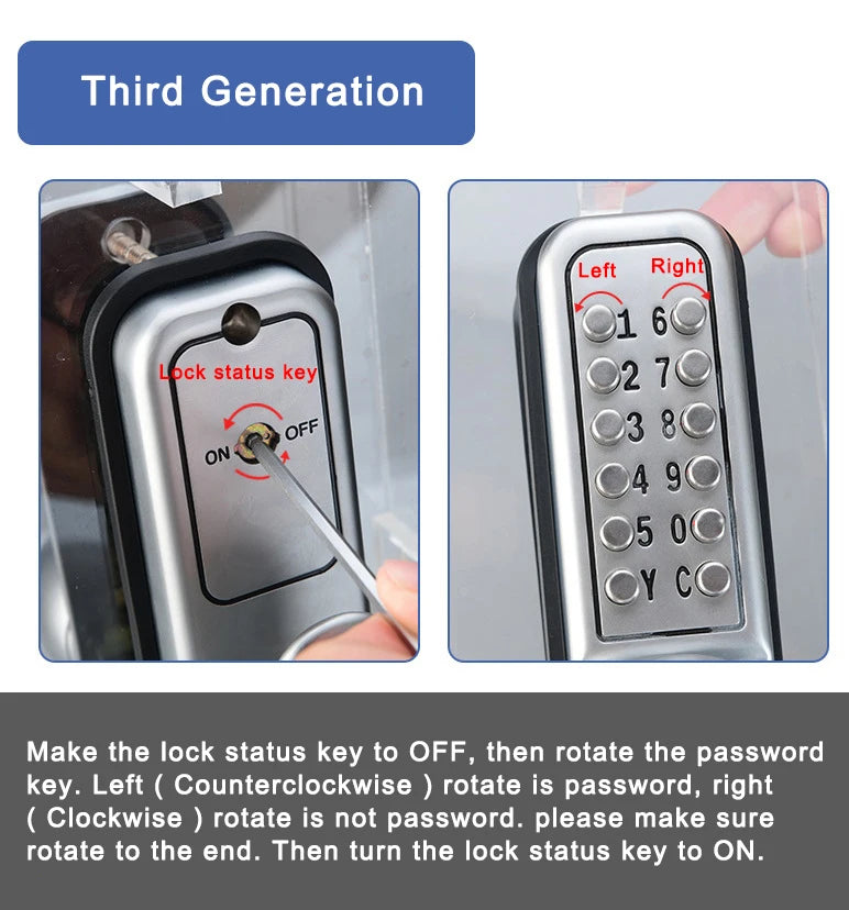 Waterproof Mechanical Password Code Number Single Latch Lock For Outdoor Wooden Door