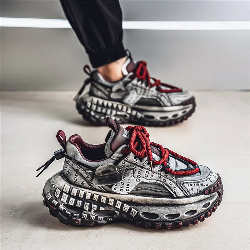 Retro Autumn Low-top Thick-sole Dad Shoes Men's Fashionable Breathable Comfortable Casual Shoes  Outdoor Walking Fitness Youth