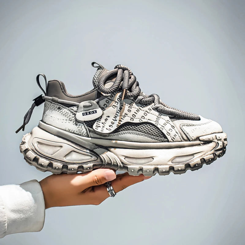 Retro Autumn Low-top Thick-sole Dad Shoes Men's Fashionable Breathable Comfortable Casual Shoes  Outdoor Walking Fitness Youth