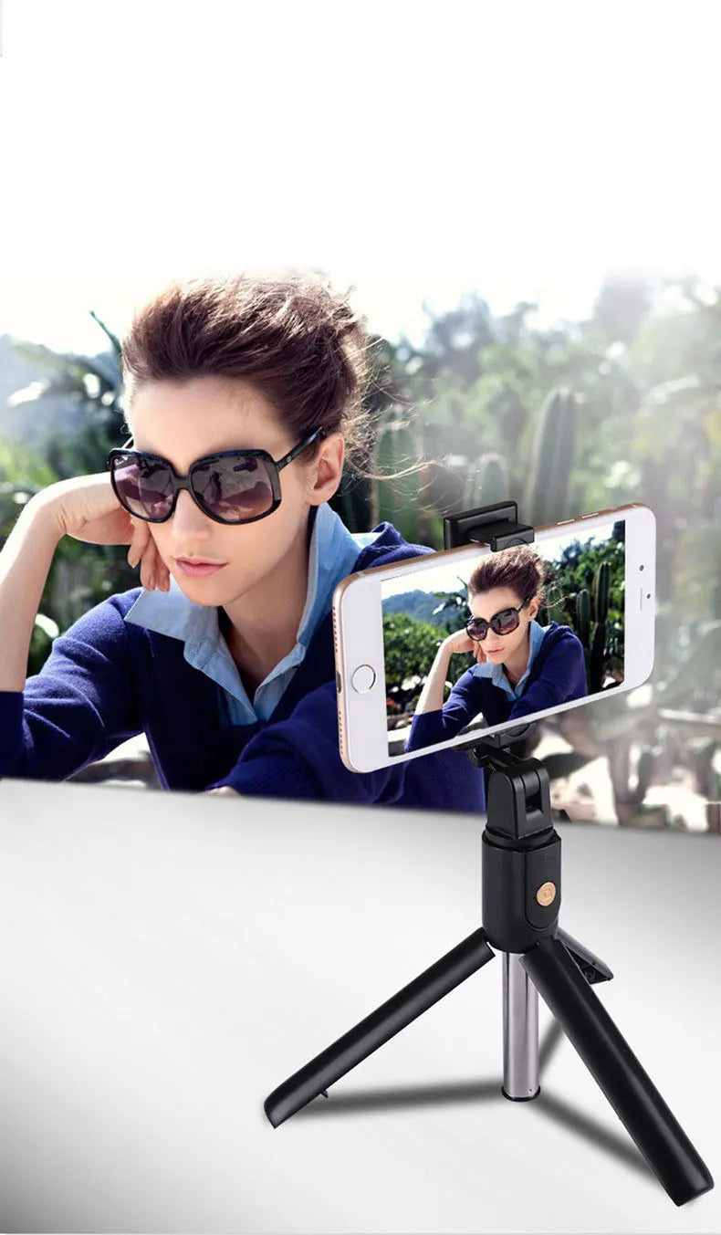 Foldable 3 in1 Mini Wireless Bluetooth Selfie Stick with Shutter Remote Retractable mini Tripod Monopod For iPhone Xiaomi Huawei
