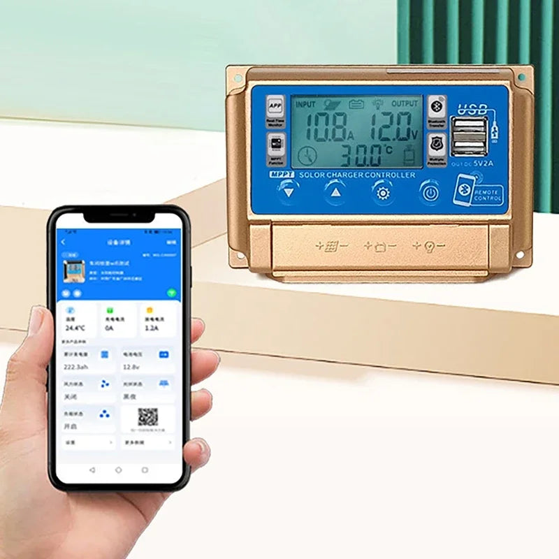 12V/24V 30A 40A 50A 60A High Definition LCD Large Digital Display bluetooth WIFI Solar Charge Controller MPPT Controller Solar