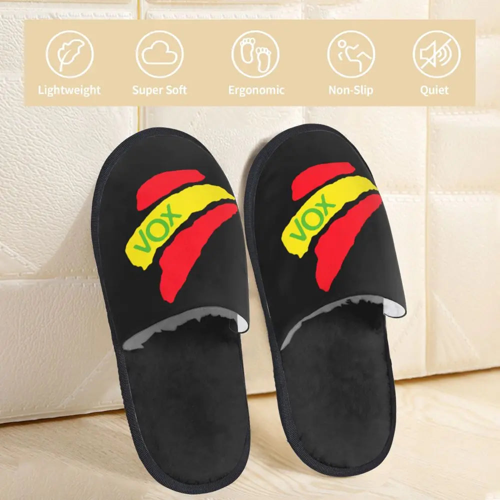 Custom Spain Vox Stripe Flag Soft Scuff With Memory Foam Slippers Women Spanish Political Party Spa House Shoes