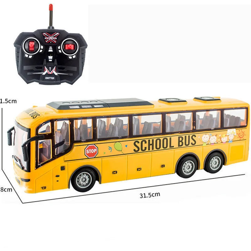 Rc Bus Electric Remote Control Car with Light Tour Bus School City Model 27Mhz Radio Controlled Machine Toys For Boys Kids