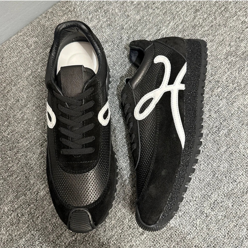 QHCCID Handmade Cowhide Breathable Shoes Sneakers Training Soft Sole Shoes