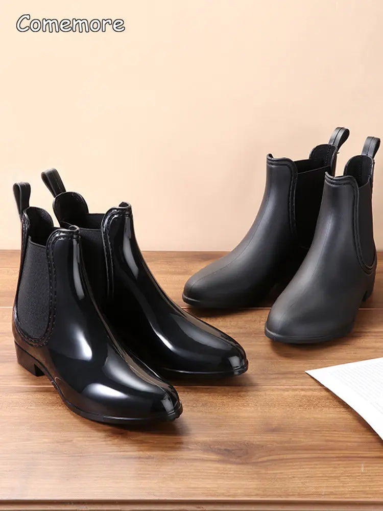 Comemore Rubber Rain Boots Women Waterproof Galoshes Shoe 2023 Ladies Fashion Apring Shoes Anti-Skid Ankle Boot Botas Femininas